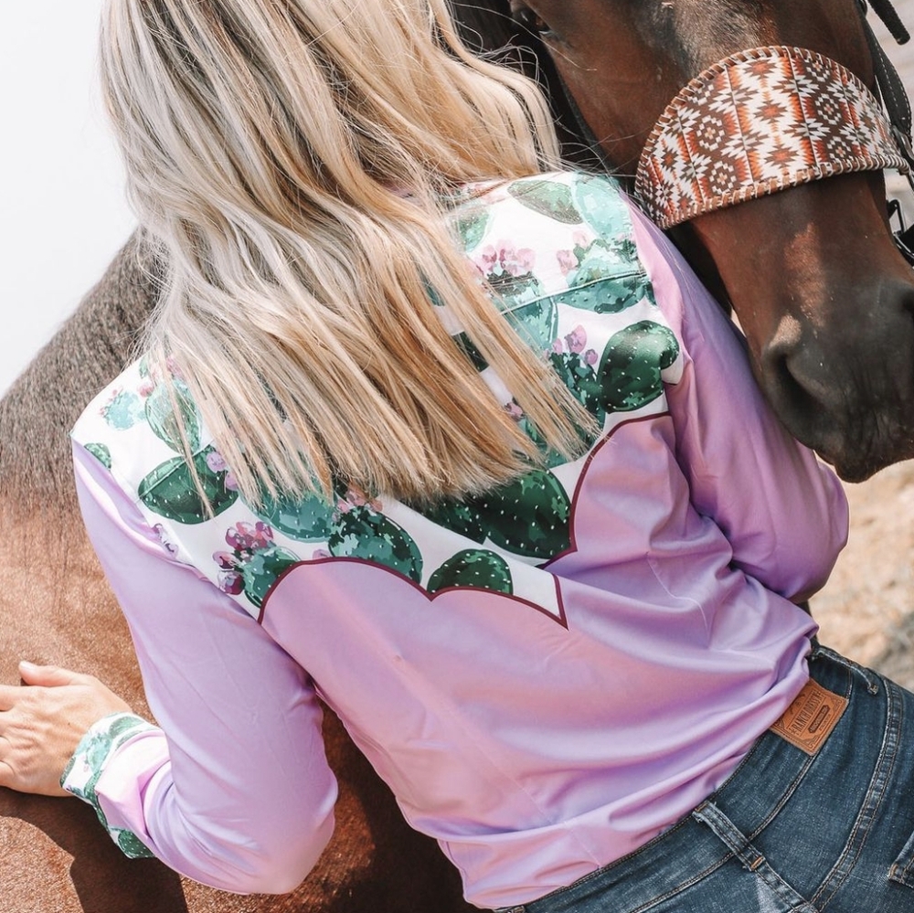 RANCH DRESS'N Fallon Taylor "Morgan" cactus Performance Rodeo Cowgirl shirt sz3X